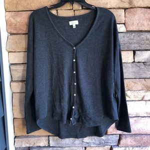 Lucky Brand dark grey knit long sleeve v-neck top NWT Medium